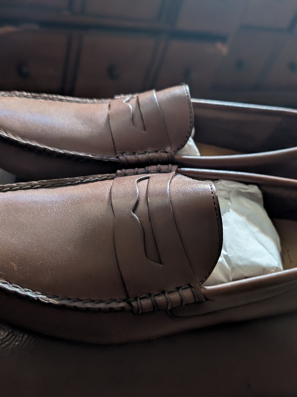 J Crew Factory Mens Brown Leather Driving Shoes 8 - Picture 2 of 6